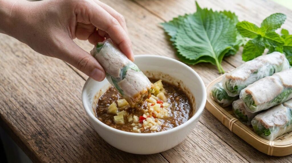 Bánh tráng cuốn thịt heo Đà Nẵng: Cách pha mắm nêm ngon 1 bánh tráng cuốn thịt heo Đà Nẵng - hướng dẫn