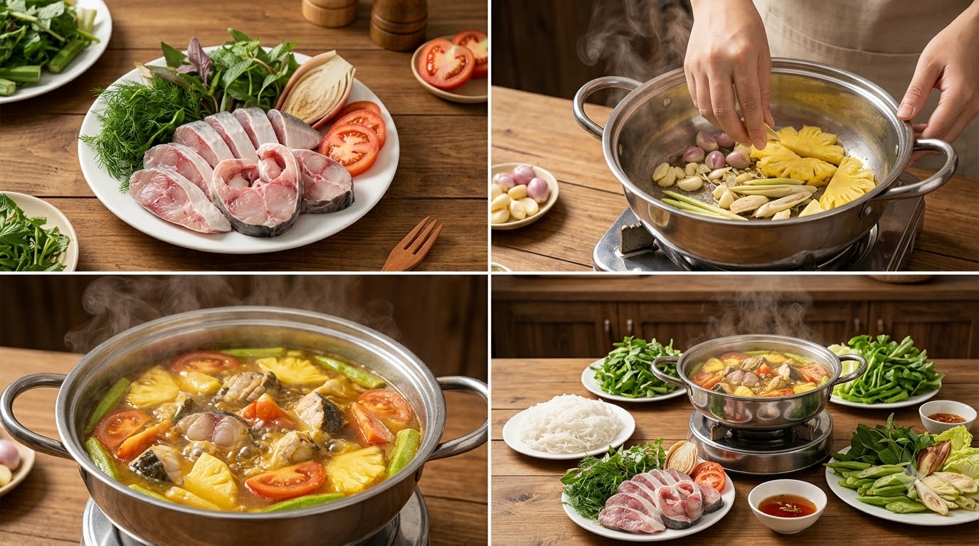 cách nấu lẩu cá tầm - các bước thực hiện chi tiết