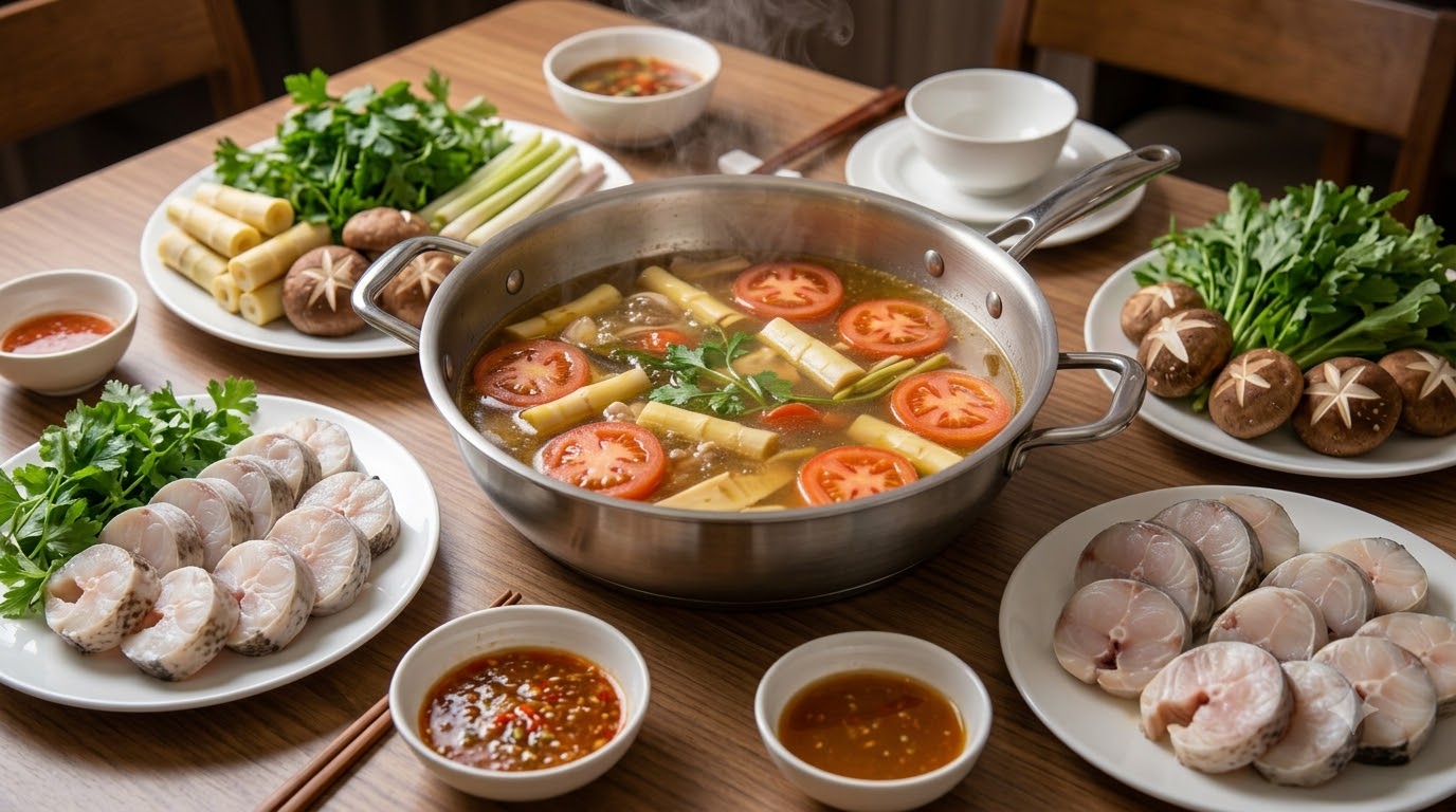 cách nấu lẩu cá tầm - kết quả thành phẩm