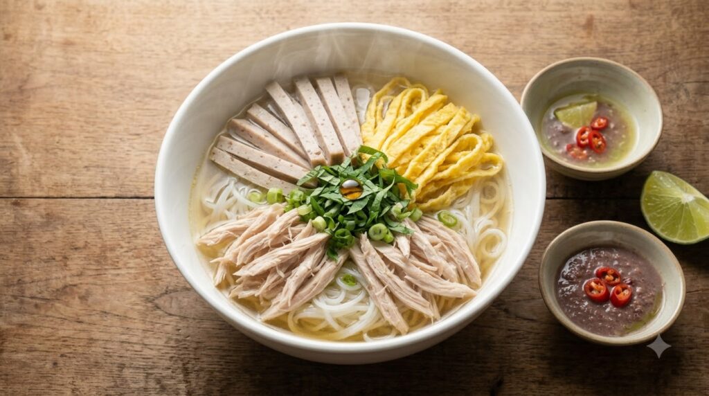 Tô bún thang Hà Nội bày đẹp mắt với đủ thành phần topping
