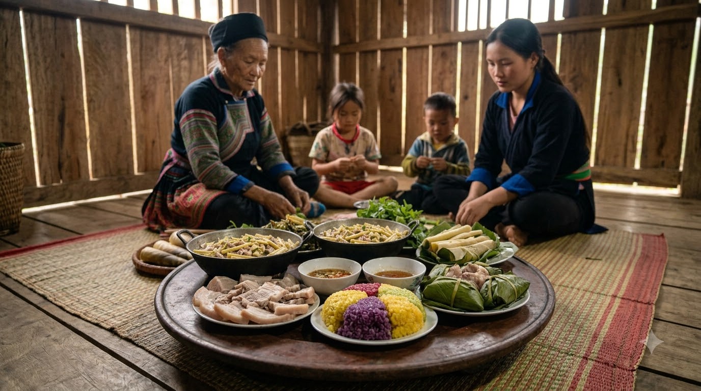 Điểm nhấn ẩm thực trong mâm cỗ Tết dân tộc vùng cao khu vực phía Bắc Điểm nhấn ẩm thực trong mâm cỗ Tết dân tộc vùng cao khu vực phía Bắc