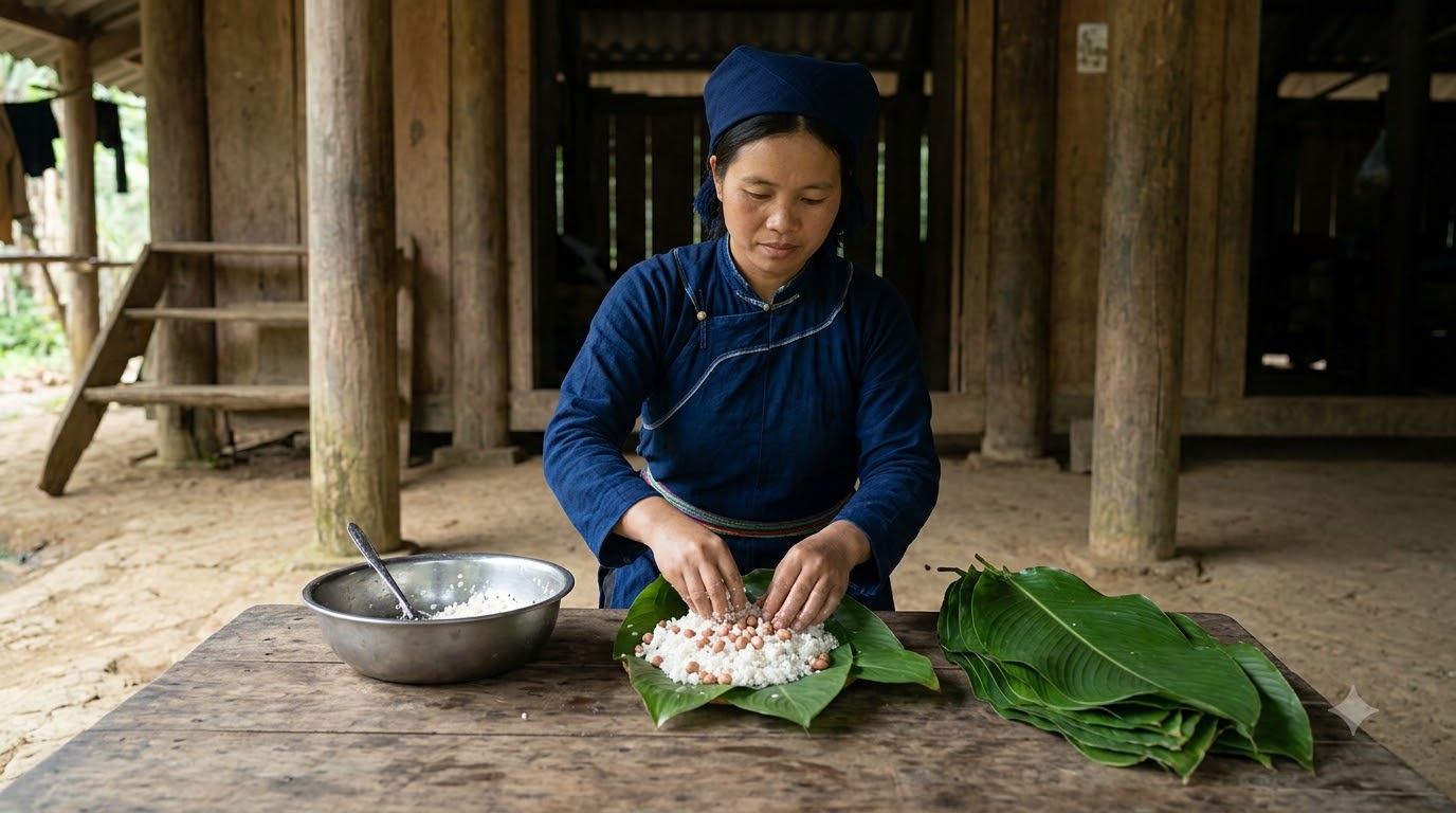 Nguyên liệu mộc mạc làm nên hương vị dẻo thơm của bánh coóc mò Nguyên liệu mộc mạc làm nên hương vị dẻo thơm của bánh coóc mò
